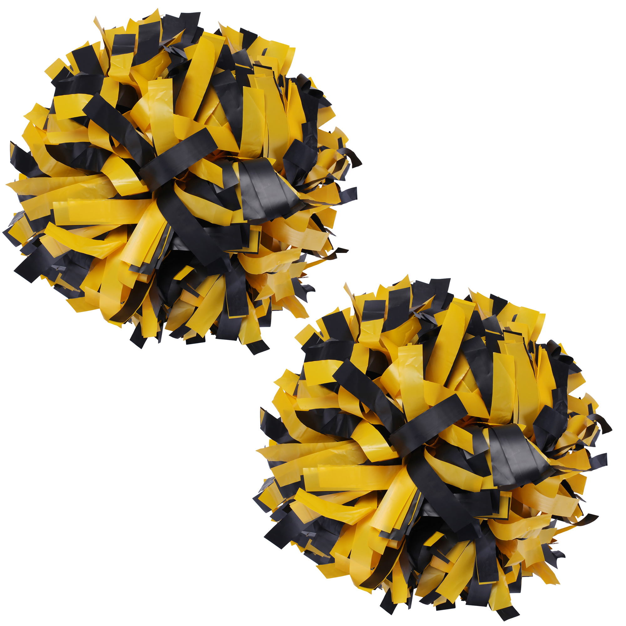 Plastic Cheer Pom Poms Cheerleading Cheerleader Gear 2 pieces one pair  poms(Black/Yellow)